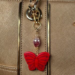 Beautiful big red Butterfly purse charm 🤩